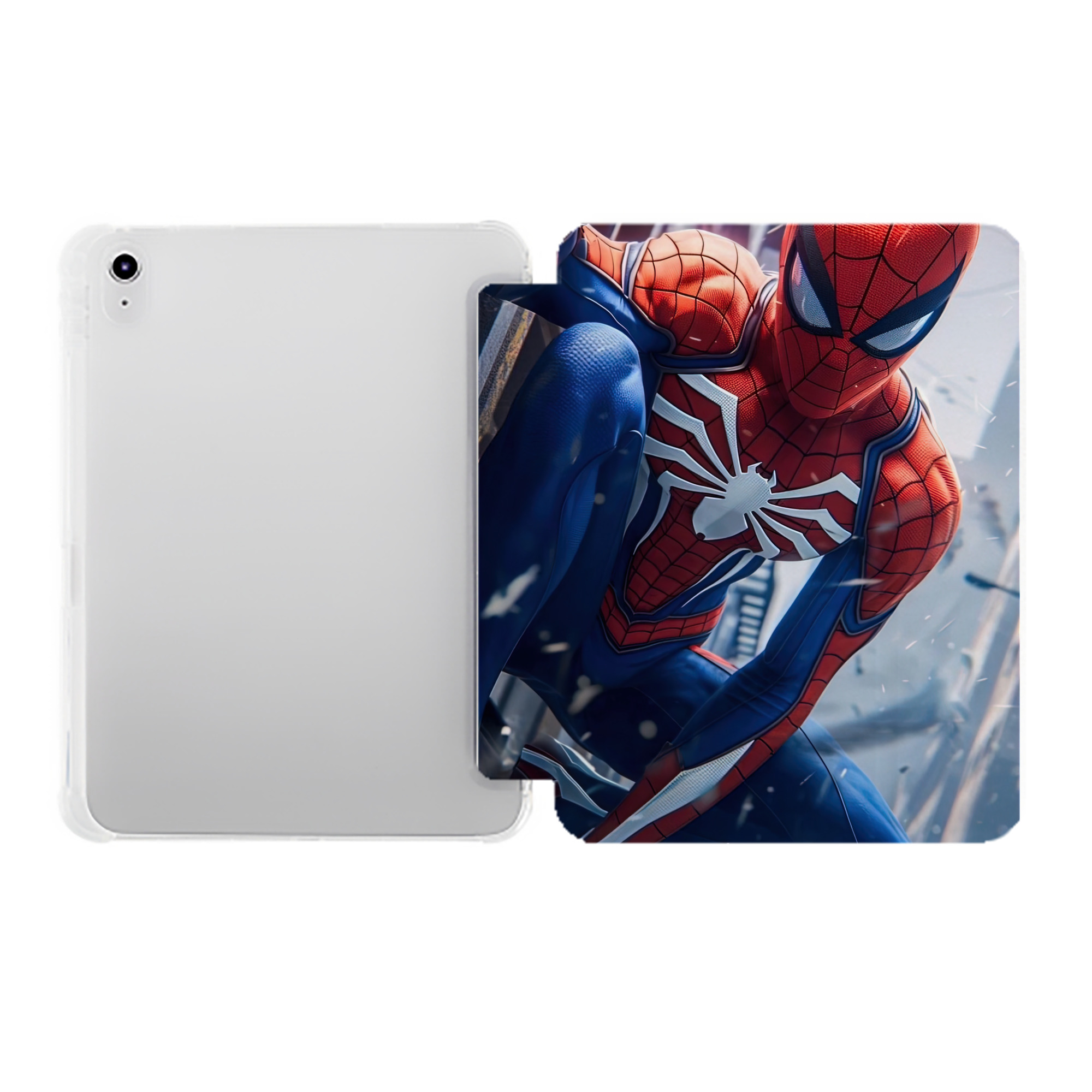 （画像用） Spider Man スパイダーマン IPad ケース ペン収納付き 三つ折りスタンド PUレザー×シリコン 対応機種9.5/10.5/10.9インチ